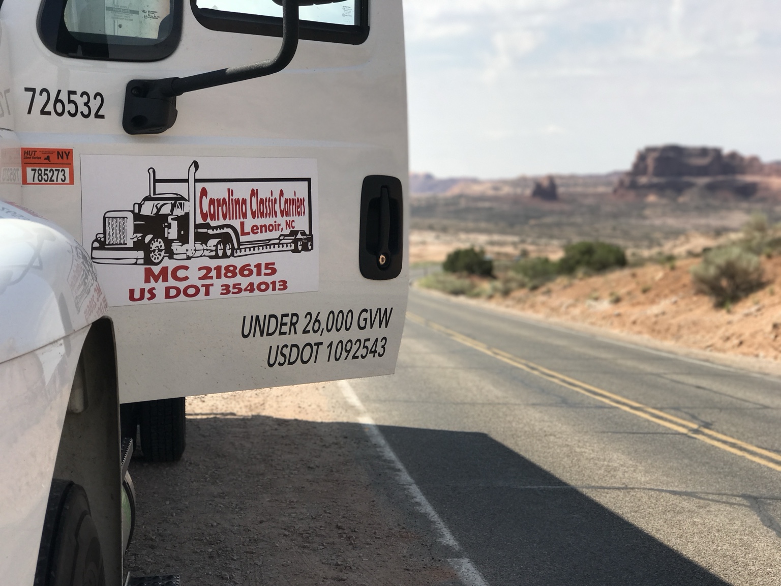 Carolina Classic Carriers truck on desert road