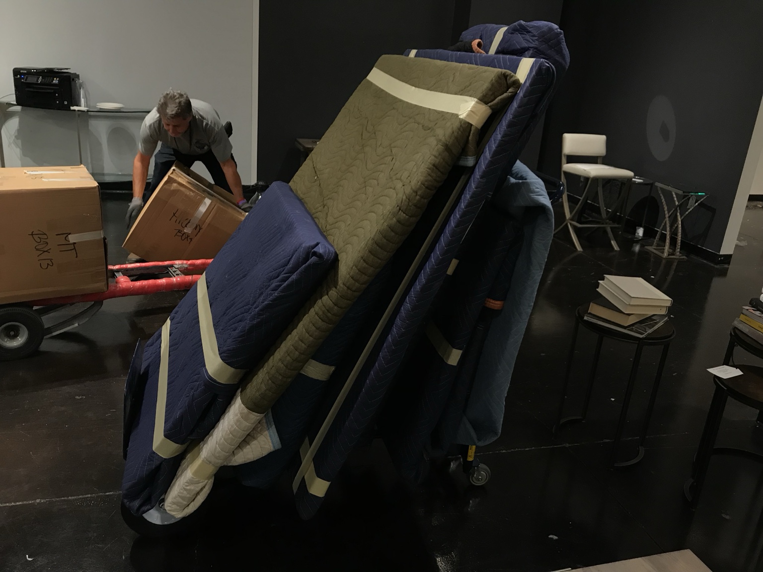 Furniture delivery installation in progress