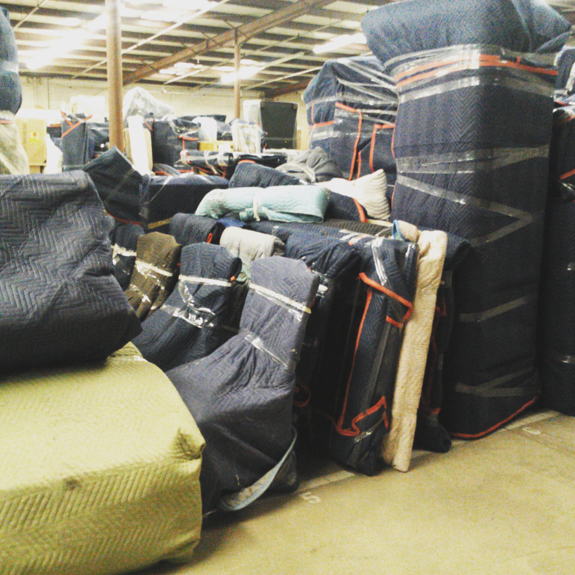 Wrapped furniture in storage